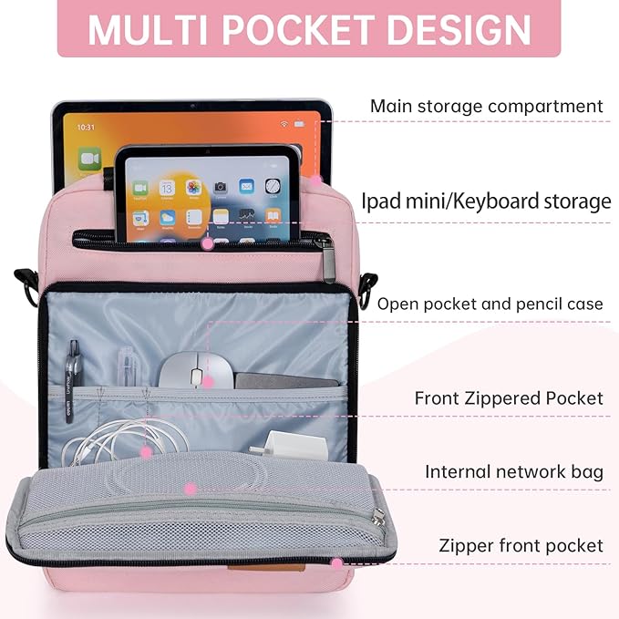 9-11 Inch Tablet Sleeve Bag, Padded Protective Travel Carrying Case for iPad A16 2025, iPad Air M4 11-inch 2026 M3 M2, iPad Pro M5/M4 11 inch, iPad 10/9/8/7th, Galaxy Tab A9+/S9/S8 11"