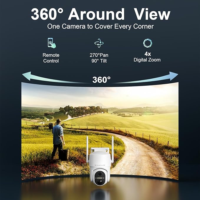 4G LTE Cellular Solar Security Camera Wireless Outdoor, No WiFi Security Camera, 64GB SD Card (2X Storage Than 32G), Free Cloud Storage(Need Apply), PIR Motion Sensor, Built-in SIM Card for Barn Farm