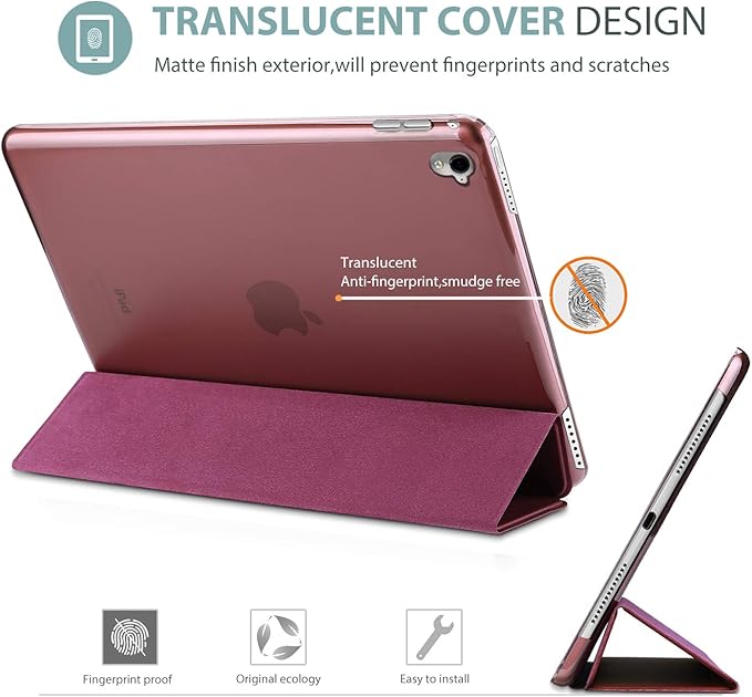 ProCase Smart Case for iPad Pro 9.7 Inch 2016, Ultra Slim Lightweight Stand Smart Case Shell with Translucent Frosted Back Cover for iPad Pro 9.7 Inch (A1673 A1674 A1675) -Wine