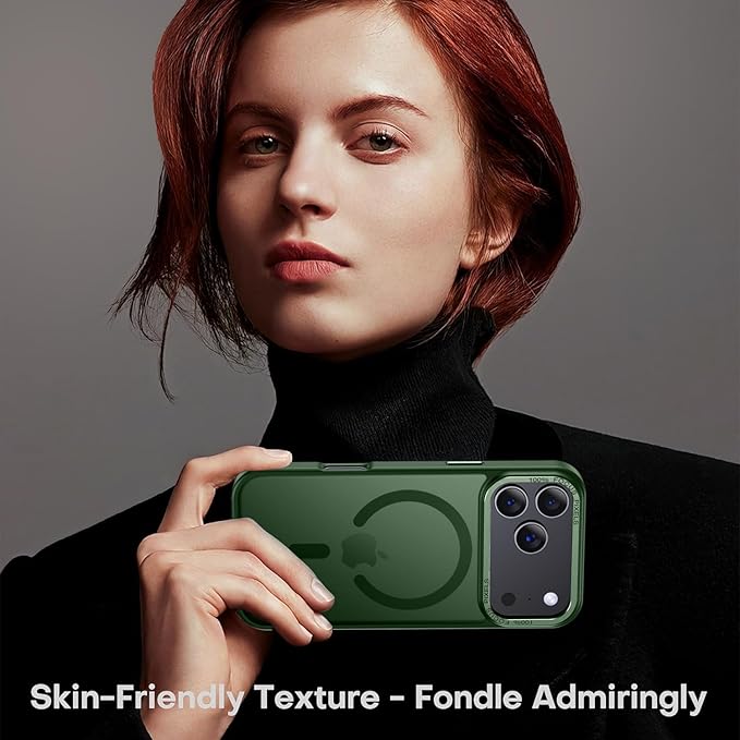 Newfuture Magnetic for iPhone 17 Pro Case [Compatible with Magsafe] [Military Grade Drop Protection] Translucent Matte Anti-Scratch Shockproof Protective Phone Cover 6.3 Inch, Dark Green