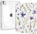 Trifold Case for iPad Air 13 Inch M4/M3/M2 (2026/2025/2024), iPad Pro 12.9 Inch 6th/5th/4th/3rd Generation Case, Pencil Holder, Slim Lightweigt, Shockproof Clear Cover, Purple Floral