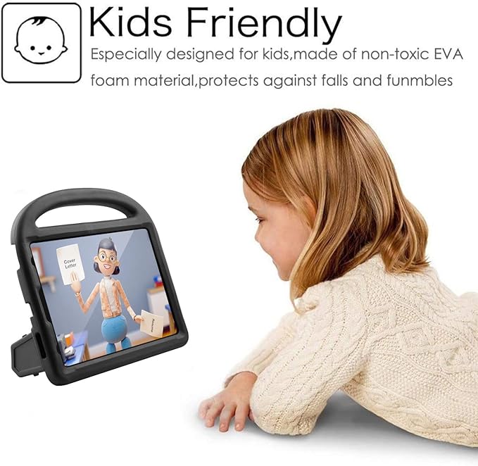 Kids Case for iPad Pro 11 2022/2021/2020 (4th/3rd/2nd Generation), Techcircle Child Shock Proof EVA Protective [Support Pencil Charging] Handle Stand Case for iPad Air 5/4 Gen 10.9" 2022/2020, Black