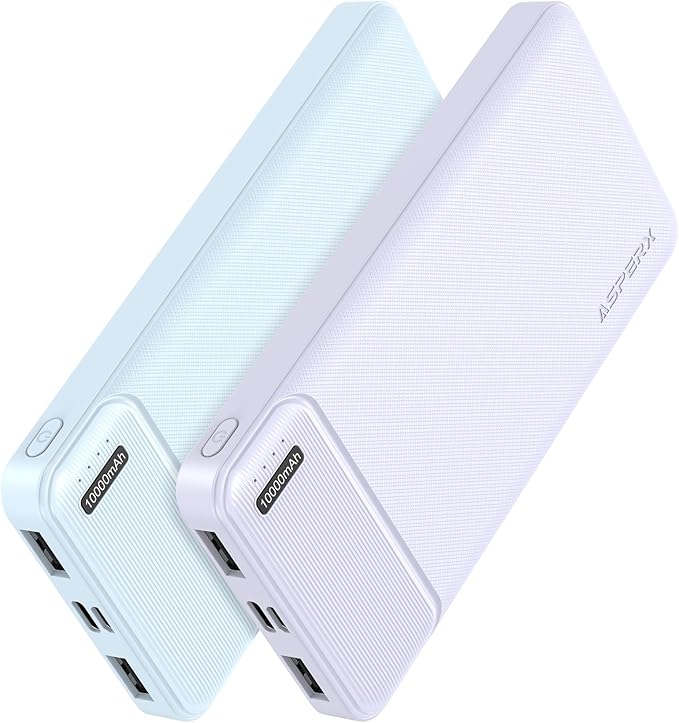 AsperX 2-Pack 10000mAh USB C Output Portable Charger Power Bank Fast Charging, Portable Phone Charger External Battery Pack for iPhone, Android, Google LG and Heated Vest