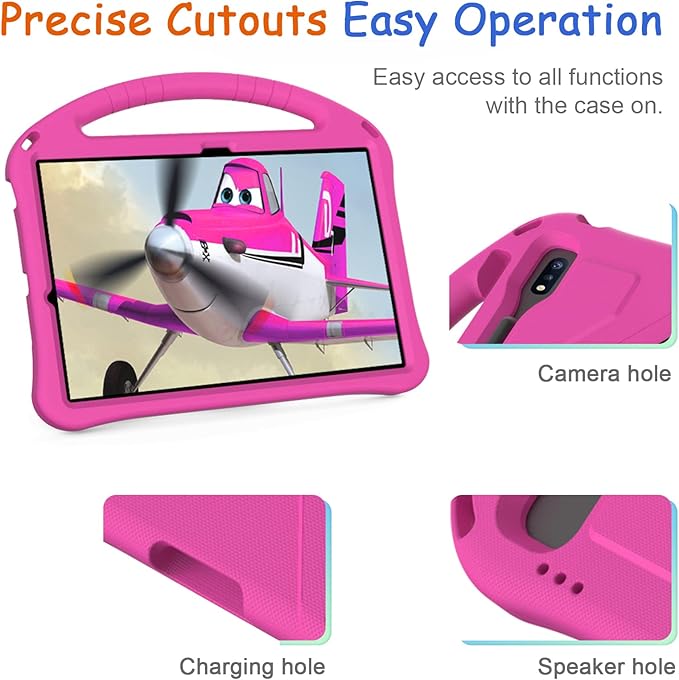 Kids Case for Samsung Galaxy Tab S10+/S9+/S8+/S7 FE/S7+/S9 FE+ 12.4", Techcircle Light Weight Shock Proof EVA Foam Handle Rugged Stand Protective Case for Galaxy Tab S9 FE Plus/S10 Plus 2024, Rose