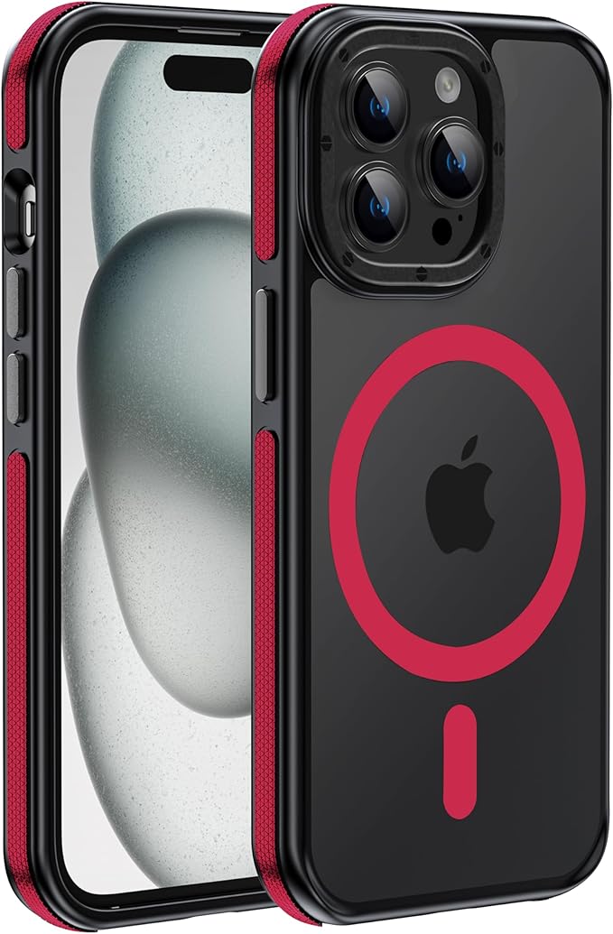 Strong Magnetic case for iPhone 14 pro max [10Ft Military-Grade Protection] Compatible with MagSafe Shockproof Slim Thin Cover 6.7 inch, Red Bumper Case
