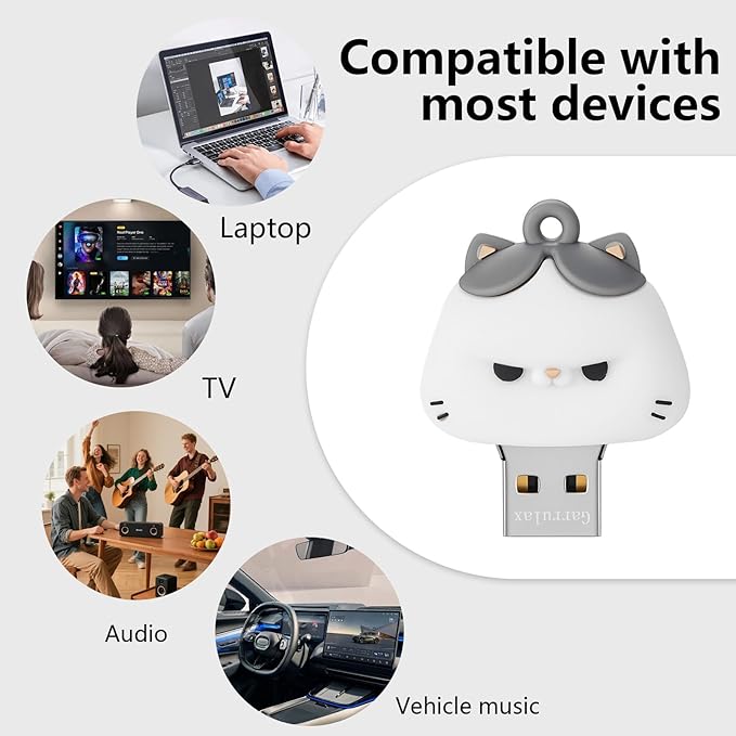 USB Flash Drives, 16GB/32GB/64GB/128GB Silicone USB2.0 High Speed Thumb Memory Stick Pen Date Storage Pendrive U Disk (Cat, 128GB)