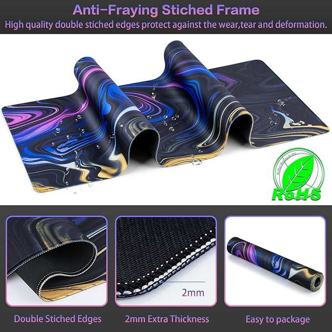 Canjoy Gaming Mouse Pad, Fluid Pattern Mouse Pad 31.5x11.8inch Large Extended Computer Mouse Mat Keyboard Full Desk Mousepad for Gaming, Office, Home