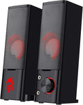 Redragon GS550 PC Gaming Speakers, 2.0 Channel Desktop Computer Sound Bar with Compact Maneuverable Size, Headphone Jack, Quality Bass & Decent Red Backlit, USB Powered w/ 3.5mm Cable