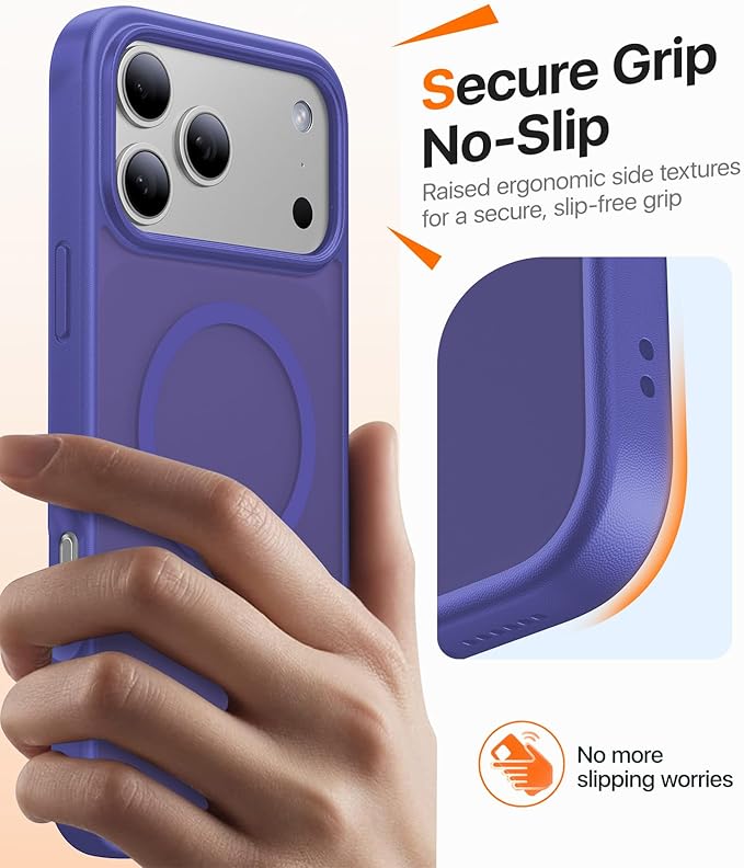 Magnetic for iPhone 17 Pro Max Case,[Anti-Slip][Compatible with MagSafe][Military Grade Drop Protection] Shockproof Protective Translucent Phone Case for iPhone 17 Pro Max Case,Cobalt Blue
