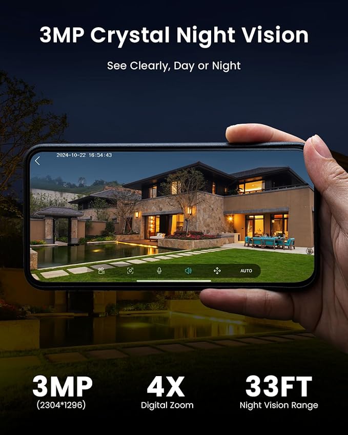 ieGeek Security Cameras Wireless Outdoor Pan Rotating 180° Home Security Cameras, 2.4G WiFi Camera Battery Powered with 2K Color Night Vision, Smart AI Detection, 2-Way Audio, Local/Cloud Storage,IP65
