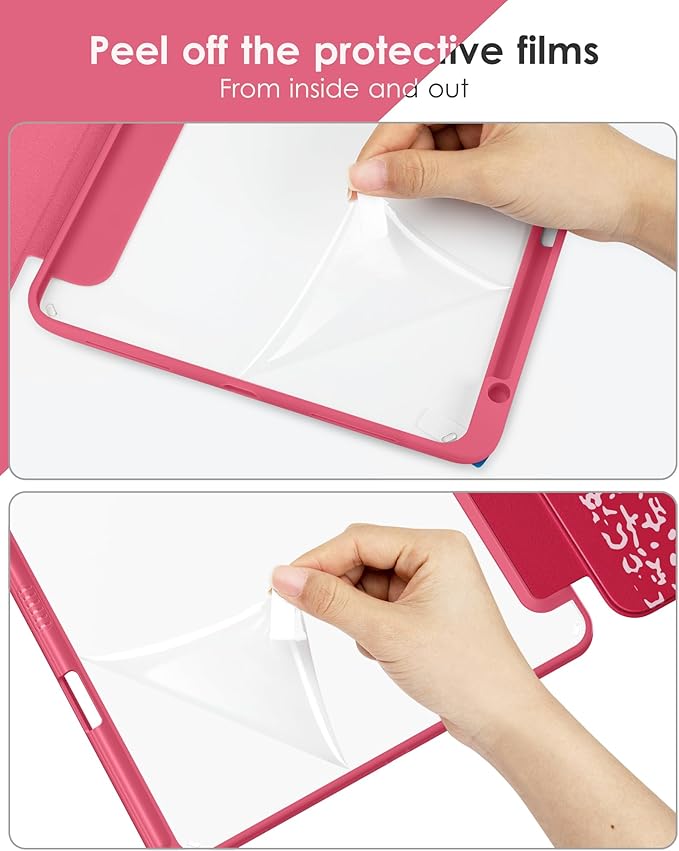 VIKESI for iPad Pro 11 Inch 4th/3rd/2nd/1st Generation Case, iPad Air 11-inch / 5th / 4th Generation Case with Clear Back,Pencil Holder,Auto Sleep/Wake,Camera Protection,Red Book