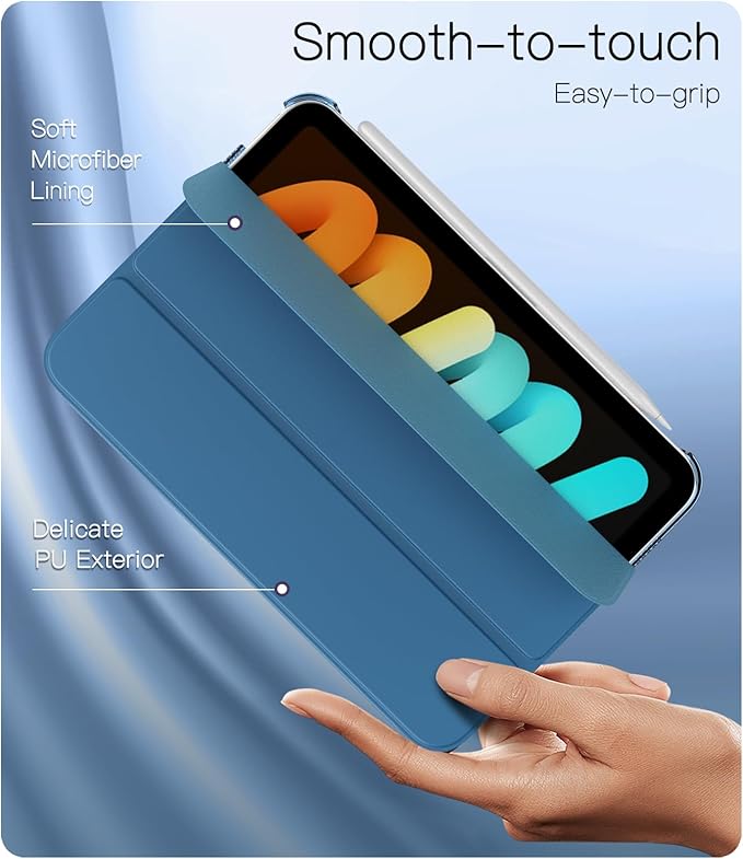 TiMOVO Case for iPad mini 7 A17 Pro 8.3-inch 2024, iPad mini 6th Generation Case, Slim Translucent Hard Back Folio Cover Support Touch ID & Apple Pencil Charging, Auto Wake/Sleep, Peacock Blue