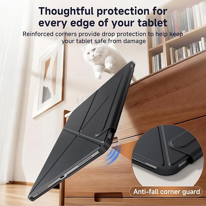 Lightweight Magnetic Case for iPad Pro 11-inch (M4/M5, 2024/2025), Stain-Resistant Slim Folio with Portrait/Landscape Stand, 4 Adjustable Angles, Auto Wake/Sleep, iPad Pro 11-inch Cover, Black
