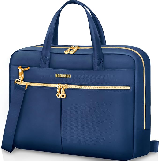 Ferkurn Laptop Bag Case Women Men Computer Bag Compatible with MacBook/HP/LG/Dell, Shoulder Strap Slim Carrying Messenger Briefcase, Blue, 17-17.3 Inch