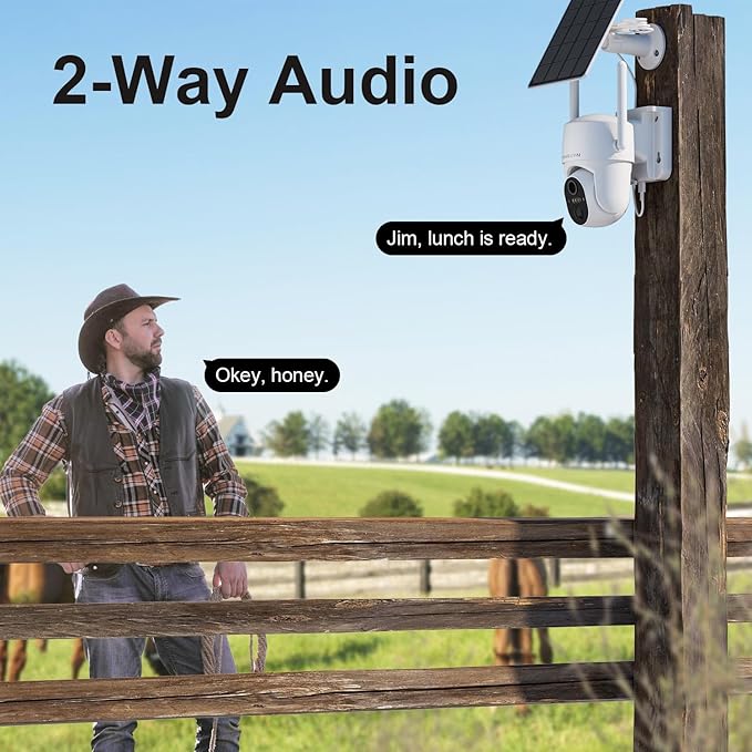 HOSAFE.COM 4G LTE Cellular Security Camera Wireless Solar Powered, No WiFi Security Camera Outdoor, 2K PTZ 360°, IP66 Waterproof for Farm Barn Jobsite Off-Grid, Free Cloud Storage (Need Apply)