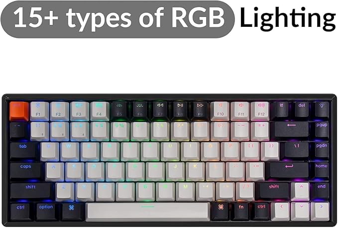 Keychron K2 75% Layout 84 Keys Hot-swappable Bluetooth Wireless/USB Wired Mechanical Keyboard with Super Banana Switch/Double-Shot Keycaps/RGB Backlight/Aluminum Frame for Mac Windows Version 2