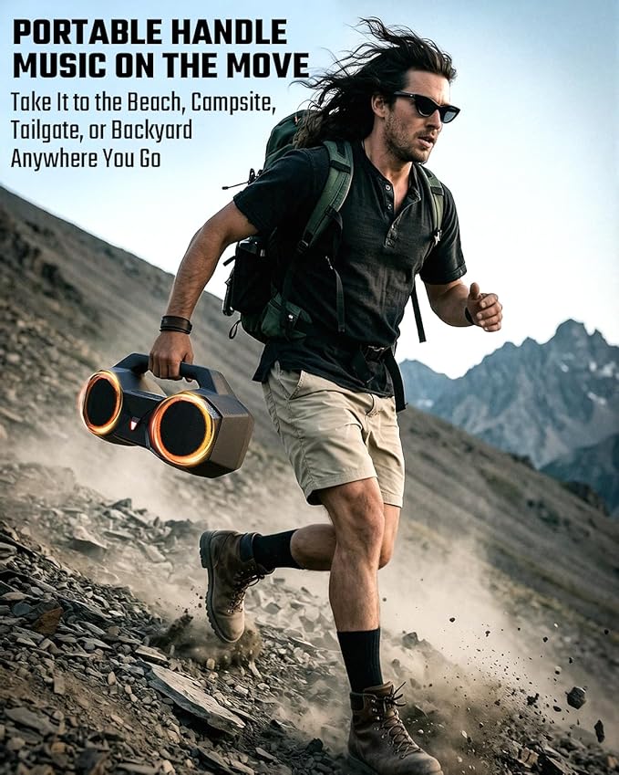 Bluetooth Speaker 80W(Peak)Loud with Bass, 20H Playtime, IPX7 Waterproof, RGB Lights, TWS, Large Portable Wireless Speakers for Outdoor, Home, Party, Pool, Beach, Tailgating, Gym, Work, Gifts (Black)