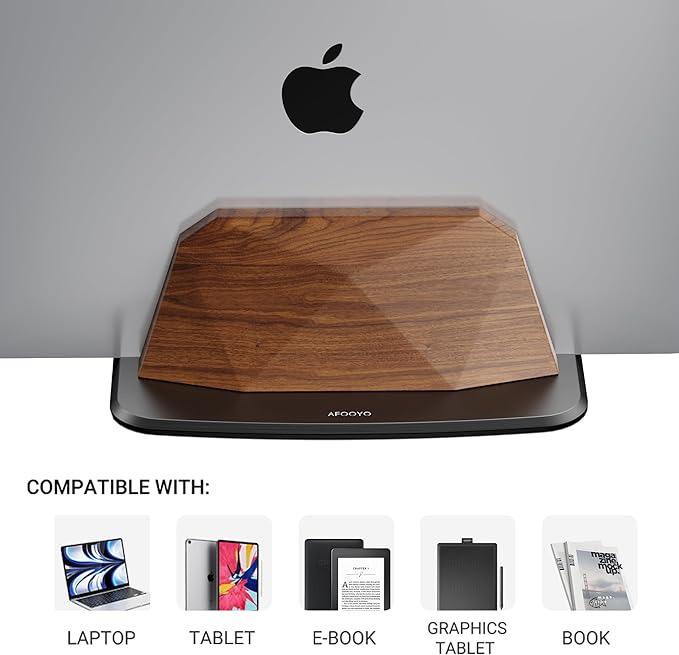AFOOYO Vertical Laptop Stand - Walnut Adjustable Laptop Holder,Desktop Dock Compatible with All MacBook, Surface,Chromebook,Dell & More(Walnut)