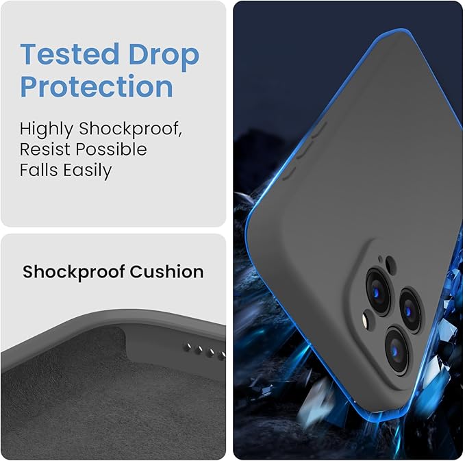 FireNova Designed for iPhone 15 Pro Max Case, Silicone Upgraded [Camera Protection] Phone Case, Soft Anti-Scratch Microfiber Lining Inside, 6.7 inch, Space Gray