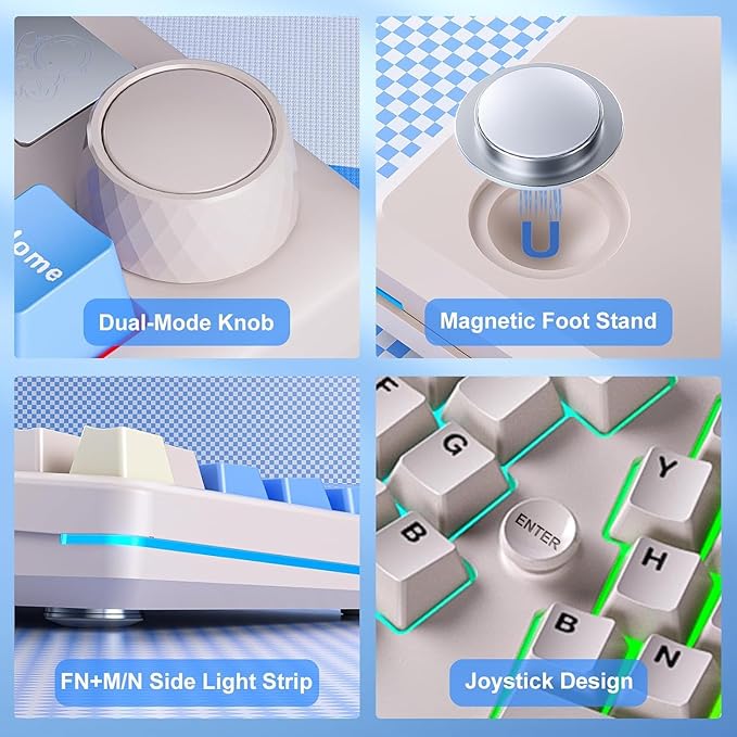 LEOBOG A75 Wireless Mechanical Keyboard, 75% Split Alice Layout, Hot-Swappable RGB Backlit with Knob & Cat Keycaps, 2.4G/USB-C/BT5.0 Cute Creamy Gaming Keyboard - Barbie Switch, Pink