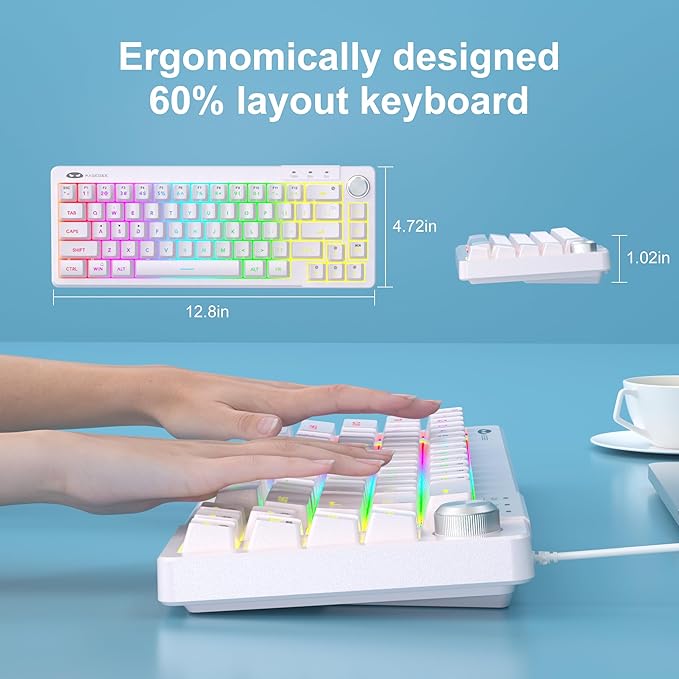 MageGee Mini 60% Gaming Keyboard, RGB Backlit Ultra-Compact Keyboard, TS68 Ergonomic Waterproof Mechanical Feeling Office Computer Keyboards for PC, MAC, PS4, Xbox ONE Gamer