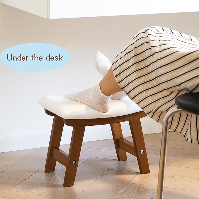 Sosola Foot Stool with Leather Cover,Foot Rest Made of Wooden for Couch,Bench,Sofa,Under Office Desk
