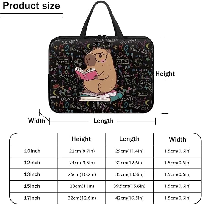 Capybara Formula 12 Inch Laptop Sleeve Protective Laptop Case Tote Bag with Zipper for Women Men Handbag Tablet Carrying Case Shoulder Bag for Business Travel Back to School Supplies