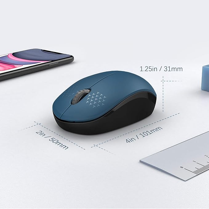 seenda Wireless Mouse, 2.4G Noiseless Mouse with USB Receiver Portable Computer Mice for PC, Tablet, Laptop, Notebook - Blue & Black