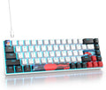 Protable 60% Percent Gaming Keyboard Mechanical, Mini Compact Ice-Blue LED Backlit 68 Keys Wired Office Keyboard with Red Switch for Mac/Win/PS4/PS5（68White/red Switch）