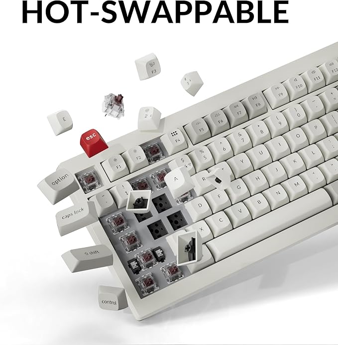 Keychron V6 Max Wireless Custom Mechanical Keyboard, 2.4 GHz Bluetooth 5.1 QMK Full-Size Layout with Hot-swappable Gateron Brown Switch RGB Backlight Compatible with Mac Windows Linux