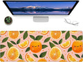 Smiling Orange Gaming Mouse Pad – 12x31.5in Non-Slip Rubber Desk Mat with Cute Citrus Design – Large Extended Mousepad for Office Home – Deskmat Gifts for Food and Kawaii Lovers Decor
