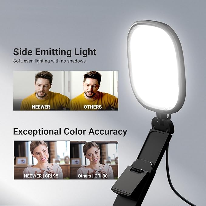 NEEWER Basics 5" 10W Monitor Light for Video Conference, Bi Color Edge Lit USB LED Panel Ring Light with Stand, CRI95 Lamp Lighting for Laptop Computer Webcam Zoom Call Desk Streaming Recording, NL10