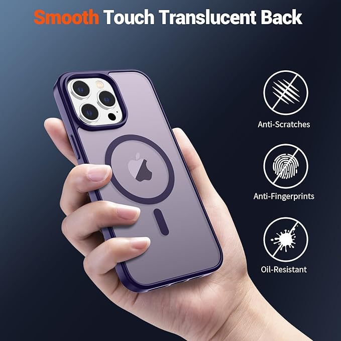 SUPFINE Magnetic for iPhone 12 Pro Max Case (Compatible with MagSafe) (Military Grade Drop Protection) Translucent Matte Shockproof with Anti-Fingerprint Phone Cover,Dark Purple