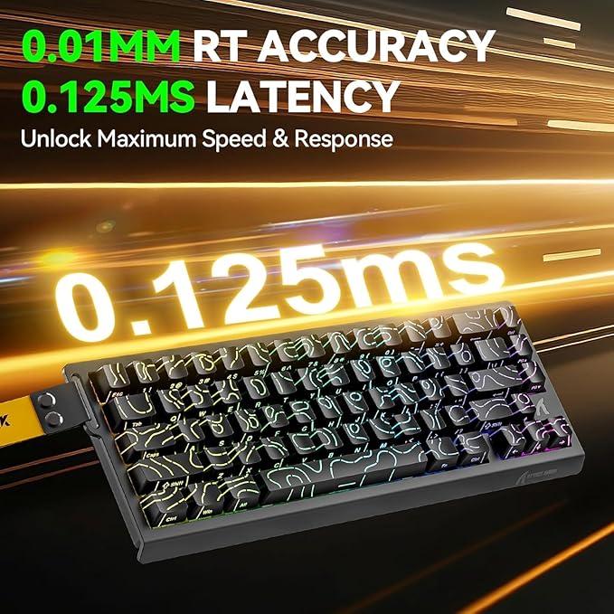 ATTACK SHARK X68 HE Wired Rapid Trigger Mechanical Gaming Keyboard and R1 Mouse Combo with Adjustable Actuation,Coiled Cable,USB C/2.4Ghz Wireless/BT Ultralight 18K DPI Mice for Esport Gamer(Black)