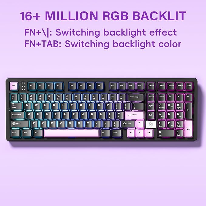 LEOBOG HI98 Mechanical Keyboard, Wired Creamy Gaming Keyboard with Ergonomic Gasket Structure, Hot-Swap Custom RGB Keyboards for Win/Mac/Android/Gamer - Purple, Star Vector Switch
