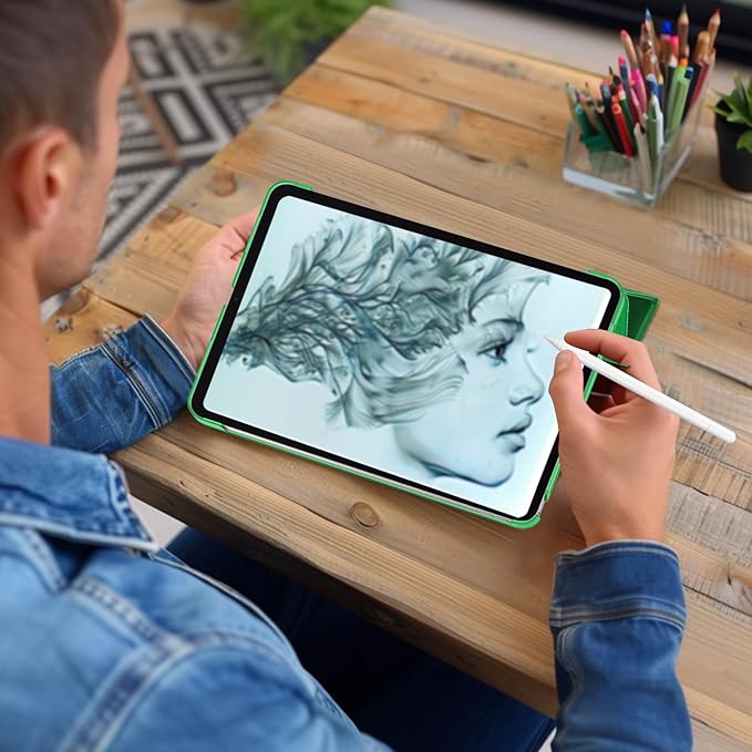 ProCase for iPad Pro 13 Inch Case M5 2025/ M4 2024, Smart Cover iPad Pro M5 M4 Case 13 Inch, Slim Stand Translucent Hard Shell Back, Supports Touch ID, Auto Wake/Sleep -LightGreen