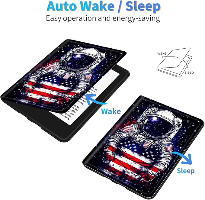 for Amazon Kindle Fire HD 10 & 10 Plus (13th/11th Generation, 2023/2021 Release) 10.1" Tablet Case, Slim Kickstand Stand Leather Smart Cover with Auto Wake/Sleep, National Flag Astronaut