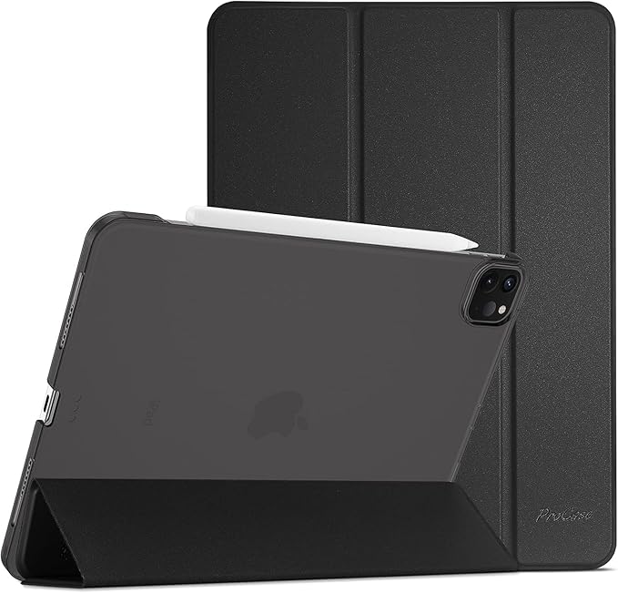 ProCase for iPad Pro 11 Inch Case 2022/2021/2020/2018(4th/3rd/2nd/1st Generation), iPad Pro 11" Slim Stand Hard Back Cover Shell Smart Folio Compatible with Pencil/Support Auto Wake/Sleep -Black