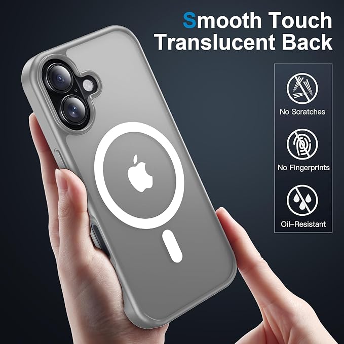 Strong Magnetic for iPhone 17 case [10Ft Military-Grade Protection] Compatible with fit MagSafe Shockproof Slim Thin Cover case for iPhone 17 6.3 inch, Gray
