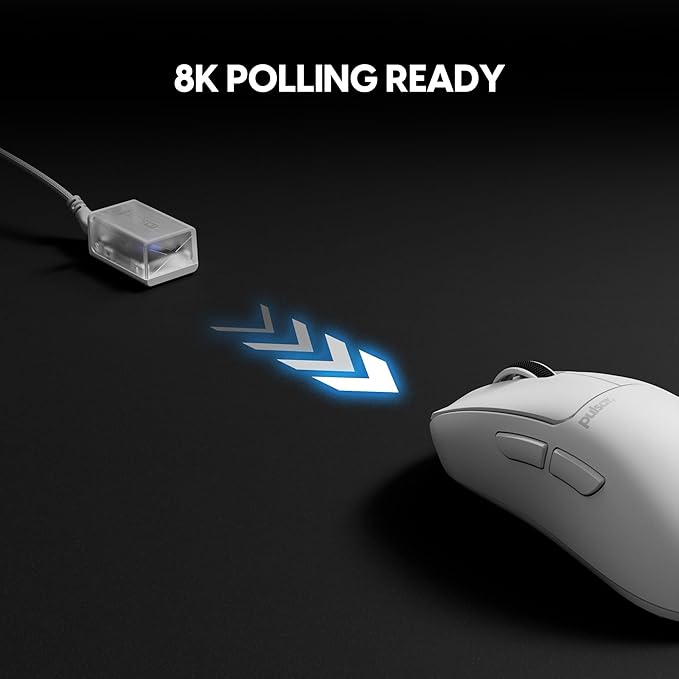 Pulsar Gaming Gears Xlite Crazylight Wireless Gaming Mouse, Ultra Lightweight 1.45 oz (41g), Optical Switch, 32000 DPI, 750 IPS, XS-1 Sensor, 8k Compatible (Uyuni White)