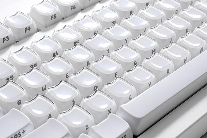 ZORNHER CG870 Wireless Mechanical Keyboard,80% White Gaming Keyboard, Creamy Keyboard,Cute Jelly Cat Clear Ceramic Jade Keycaps,Girly Aesthetics Kitty Keyboard,Creamy Sounding Linear Switches
