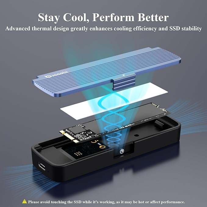 NVMe Enclosure, Tool-Free Installation, USB 3.2 Gen 2 (10 Gbps) to M.2 NVME M-Key/(B+M) Key SSD Adapter Support UASP and Trim, for SSDs 2230/2242 /2260/2280