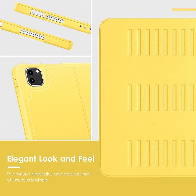 VIKESI Case for iPad Pro 12.9 6th / 5th / 4th / 3rd Generation Case 2022/2021/2020/2018,Multiple Angles Magnetic Stand Cover,Shockproof Soft Back,Pencil Holder,and Auto Sleep/Wake,Yellow