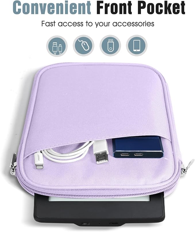TiMOVO 6-7 Inch Tablet Sleeve for eReader Book Paperwhite/Colorsoft Signature Edition, Protective Sleeve Cover Case with Pocket for E-Reader/Oasis & Kobo Devices, Purple Lavender