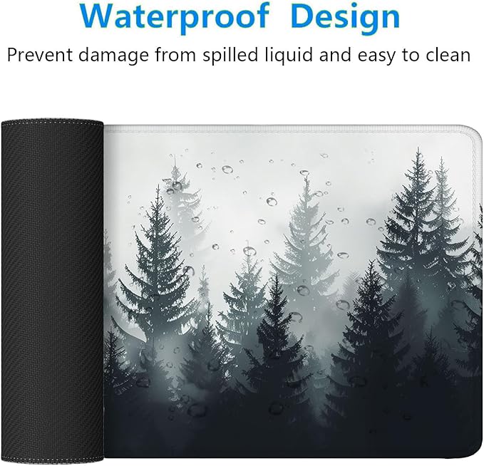 Misty Forest Gaming Mouse Pad Forest Tree XL Mouse Pad Large Mousepad Extended Laptop Keyboard Mat Gaming Desk Pad Mouse Mat 31.5"x11.8" Office Computer Keyboard Laptop Home