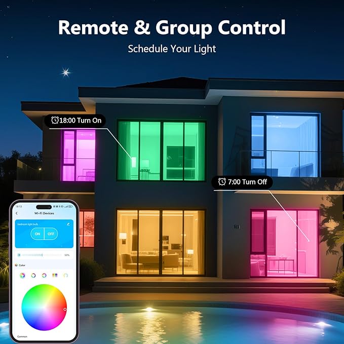 DAYBETTER Smart Light Bulbs, Smart Bulb Compatible with Alexa & Google Home, A19 E26 2.4G WiFi Bluetooth Alexa Light Bulbs, RGBCW Color Changing LED Light Bulb, 60W Equivalent, 800LM, 10Pack