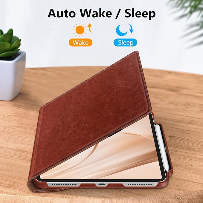Fintie Rotating Case for iPad Pro 13-inch (M5) 2025 / (M4) 2024 with Pencil Holder - 360 Degree Swiveling Protective Stand Cover with Auto Wake/Sleep, Brown