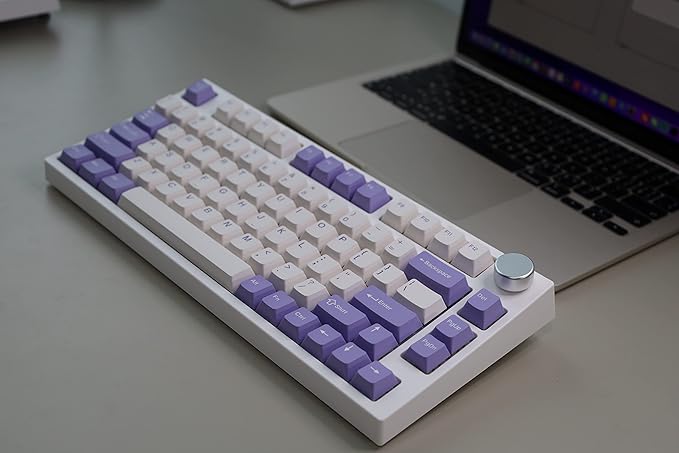NJ80-AP Wireless Mechanical Keyboard with Knob Bluetooth 5.0/2.4G/Wired Connection 75% Hot Swappable Custom RGB Programmable Gaming Keyboard with PBT Keycap for Win Mac
