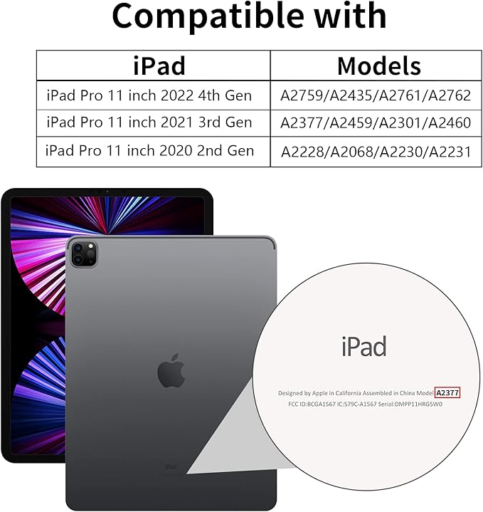 Wenlaty Compatible with iPad Pro 11 Inch Case 4th/3rd/2nd Generation with Pencil Holder, for 11 Inch iPad Pro Case 2022/2021/2020, Protective Trifold Cover with Soft TPU Back, Auto Wake/Sleep, Navy