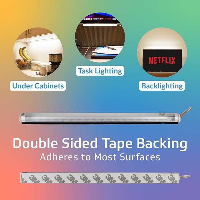 TrueColor USB-Powered LED Light Bar with Frosted Cover for Under Cabinet, Under Monitor, TV Backlight – Easy-Install - Adhesive & Mounting Brackets Included - 100,000 Hours Lifetime (24", Soft White)
